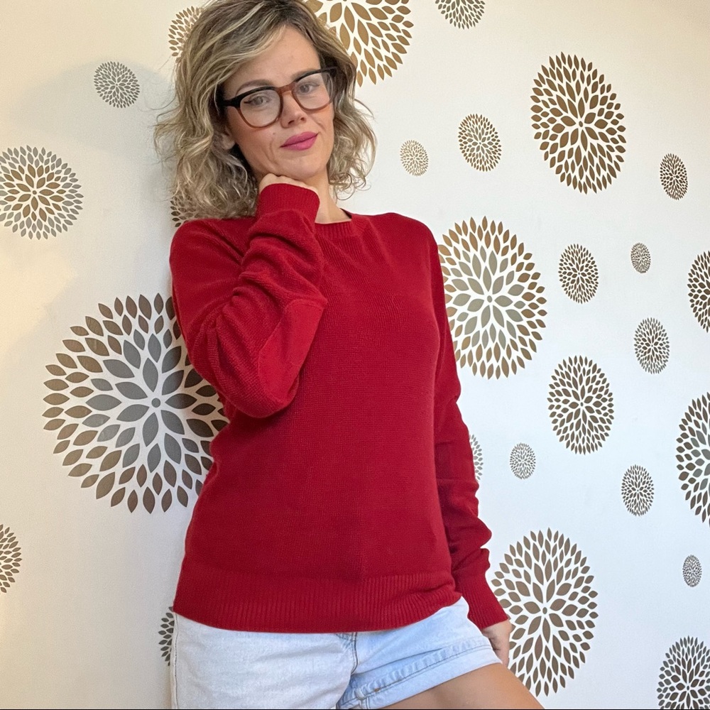 FRAME Waffle Knit Cotton & Cashmere blend Sweater In Poppy